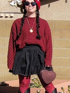 Elegant Cable Knit Sweater - Red